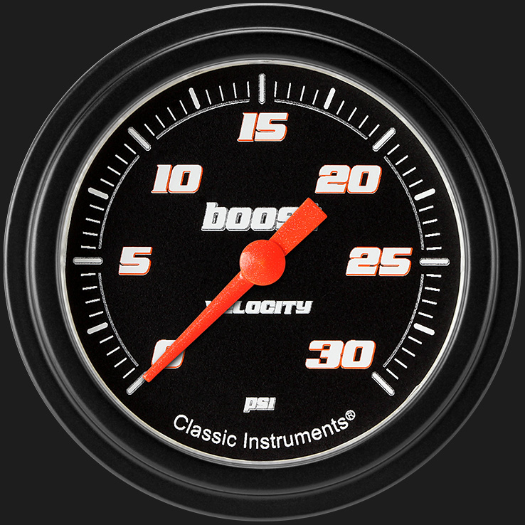 Classic Instruments VS342BBLF - Velocity Black 2 5/8" Boost Gauge, 30 psi