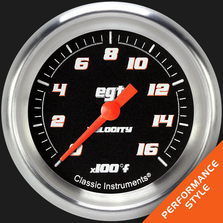 Classic Instruments VS398BAPF - Velocity Black 2 5/8" Exhaust Gas Temp. Gauge