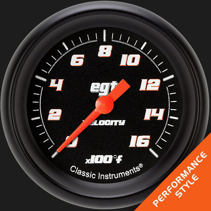 Classic Instruments VS398BBPF - Velocity Black 2 5/8" Exhaust Gas Temp. Gauge