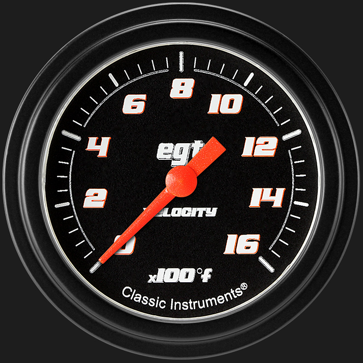Classic Instruments VS398BBLF - Velocity Black 2 5/8" Exhaust Gas Temp. Gauge