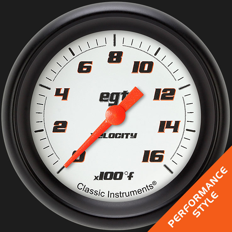Classic Instruments VS398WBPF - Velocity White 2 5/8" Exhaust Gas Temp. Gauge Classic Instruments VS398WBPF - Velocity White 2 5/8" Exhaust Gas Temp. Gauge