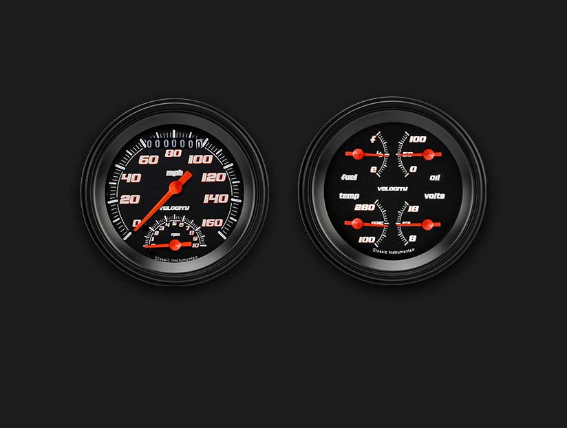 Classic Instruments VS32BBLF - Velocity Black Series Two Gauge Set
