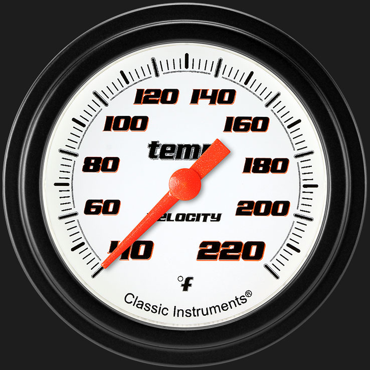 Classic Instruments VS329WBLF - Velocity White 2 5/8" Stock Eliminator Temp. Gauge