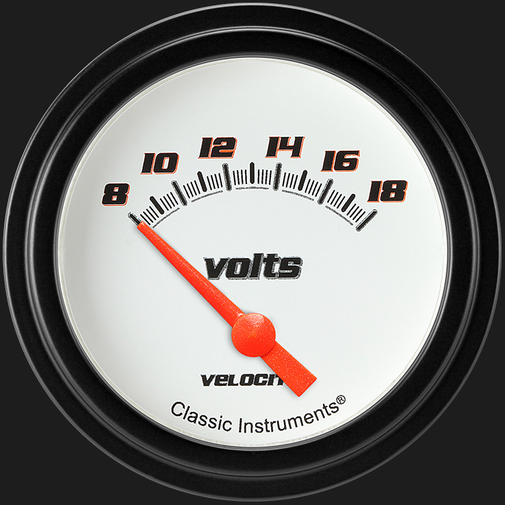 Classic Instruments VS230WBLF - Velocity White 2 5/8" Volt Gauge