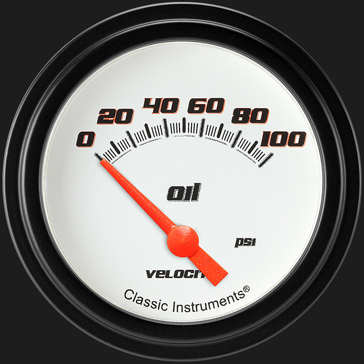 Classic Instruments VS281WBLF - Velocity White 2 5/8" Oil Pressure Gauge Classic Instruments VS281WBLF - Velocity White 2 5/8" Oil Pressure Gauge