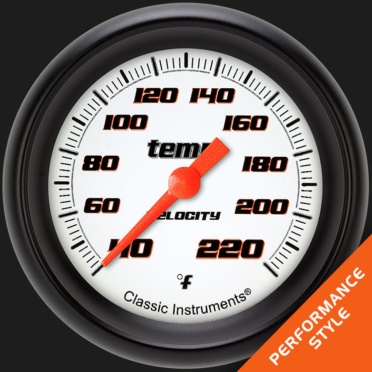 Classic Instruments VS329WBPF - Velocity White 2 5/8" Stock Eliminator Temp. Gauge Classic Instruments VS329WBPF - Velocity White 2 5/8" Stock Eliminator Temp. Gauge