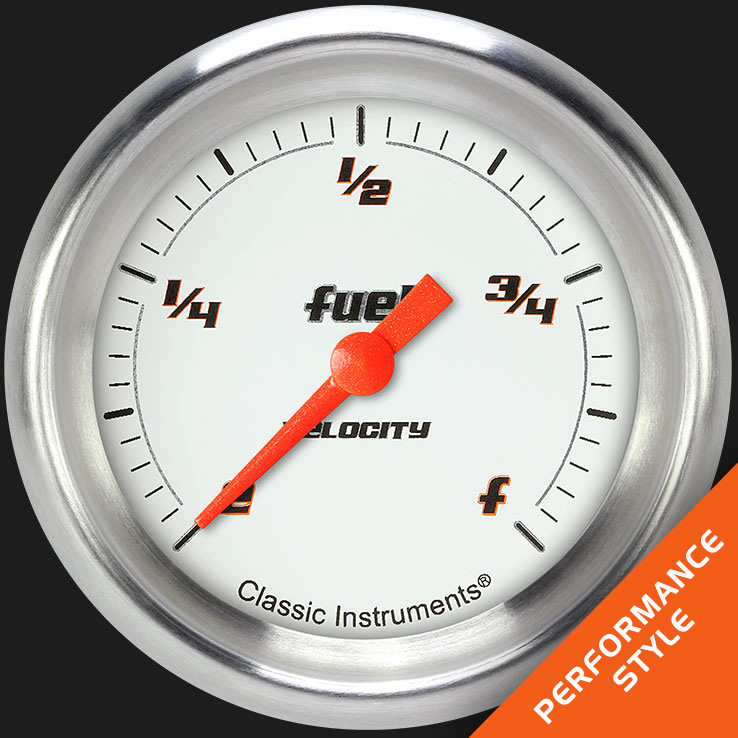 Classic Instruments VS309WAPF - Velocity White 2 5/8" Fuel Gauge