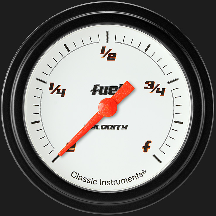 Classic Instruments VS309WBLF - Velocity White 2 5/8" Fuel Gauge