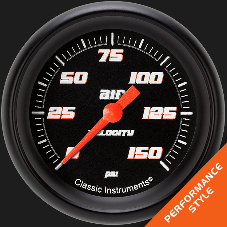 Classic Instruments VS318BBPF - Velocity Black 2 5/8" Air Pressure Gauge Classic Instruments VS318BBPF - Velocity Black 2 5/8" Air Pressure Gauge