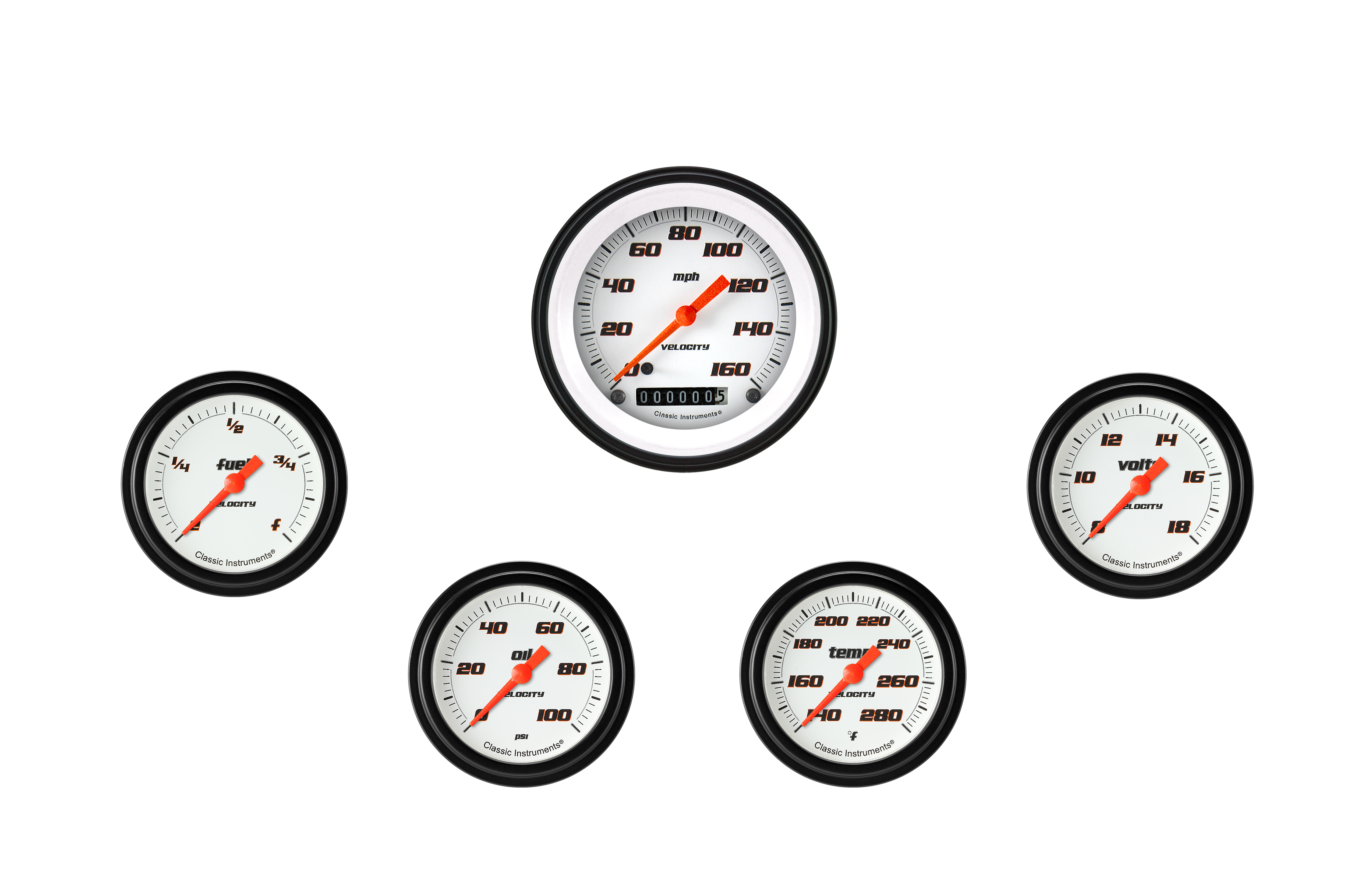 Classic Instruments VS300BBLF - Velocity Black Five Gauge Set 300