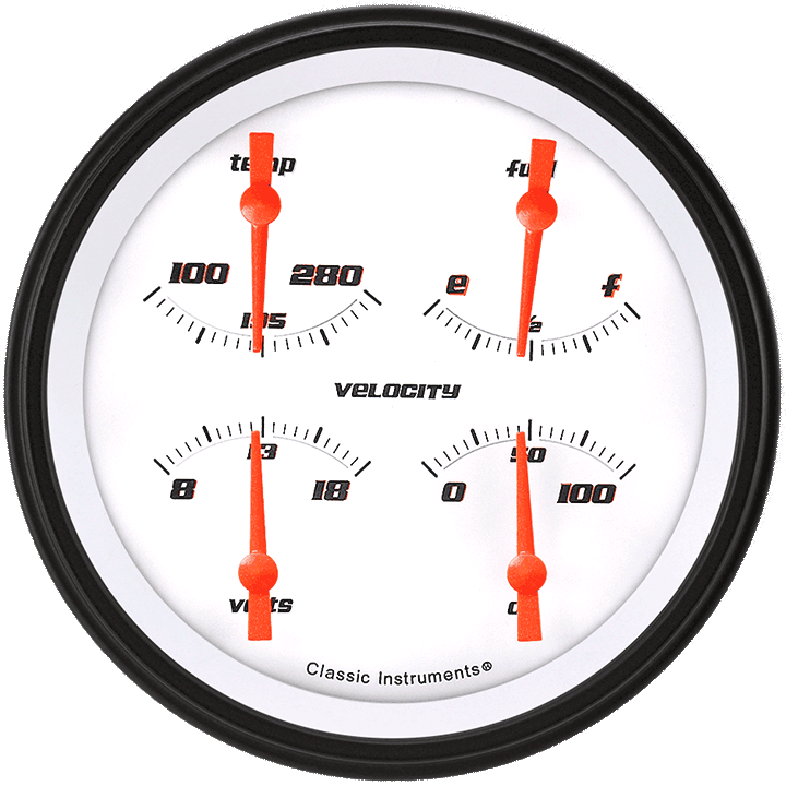 Classic Instruments VS75WBLF - Velocity White 4 5/8" Quad Classic Instruments VS75WBLF - Velocity White 4 5/8" Quad