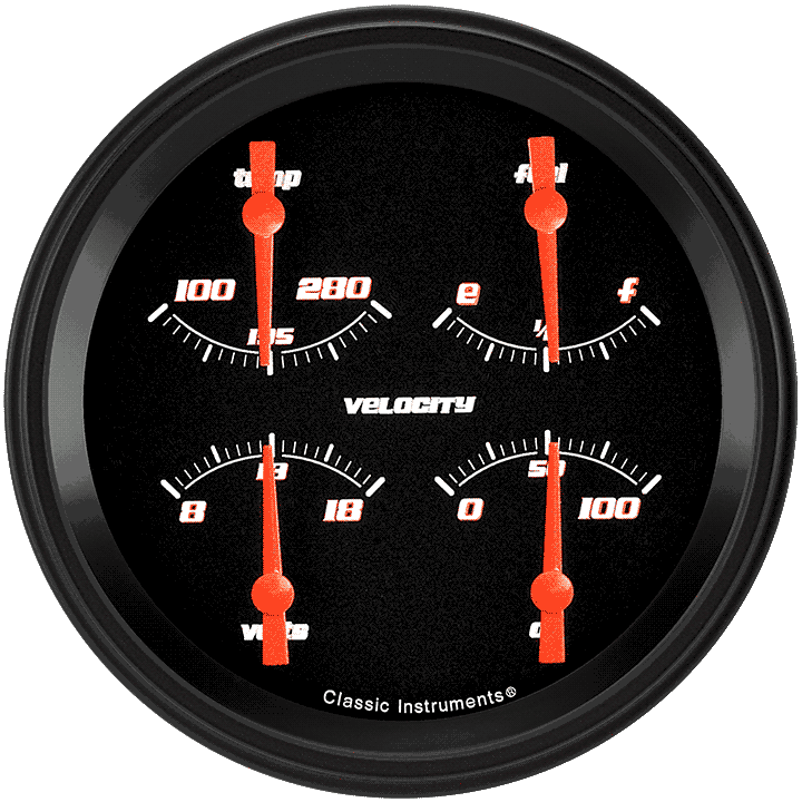 Classic Instruments VS78BBLC - VELOCITY BLACK 5IN QUAD 0-90