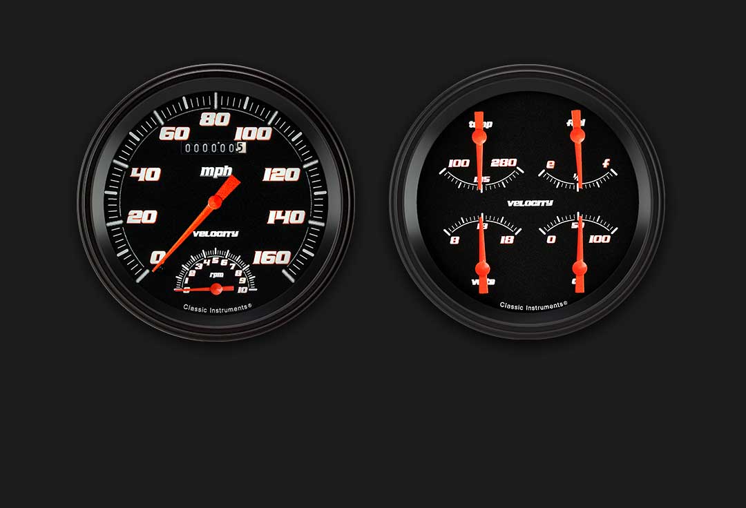 Classic Instruments VS62BBLF - Velocity Black Series Two Gauge Set