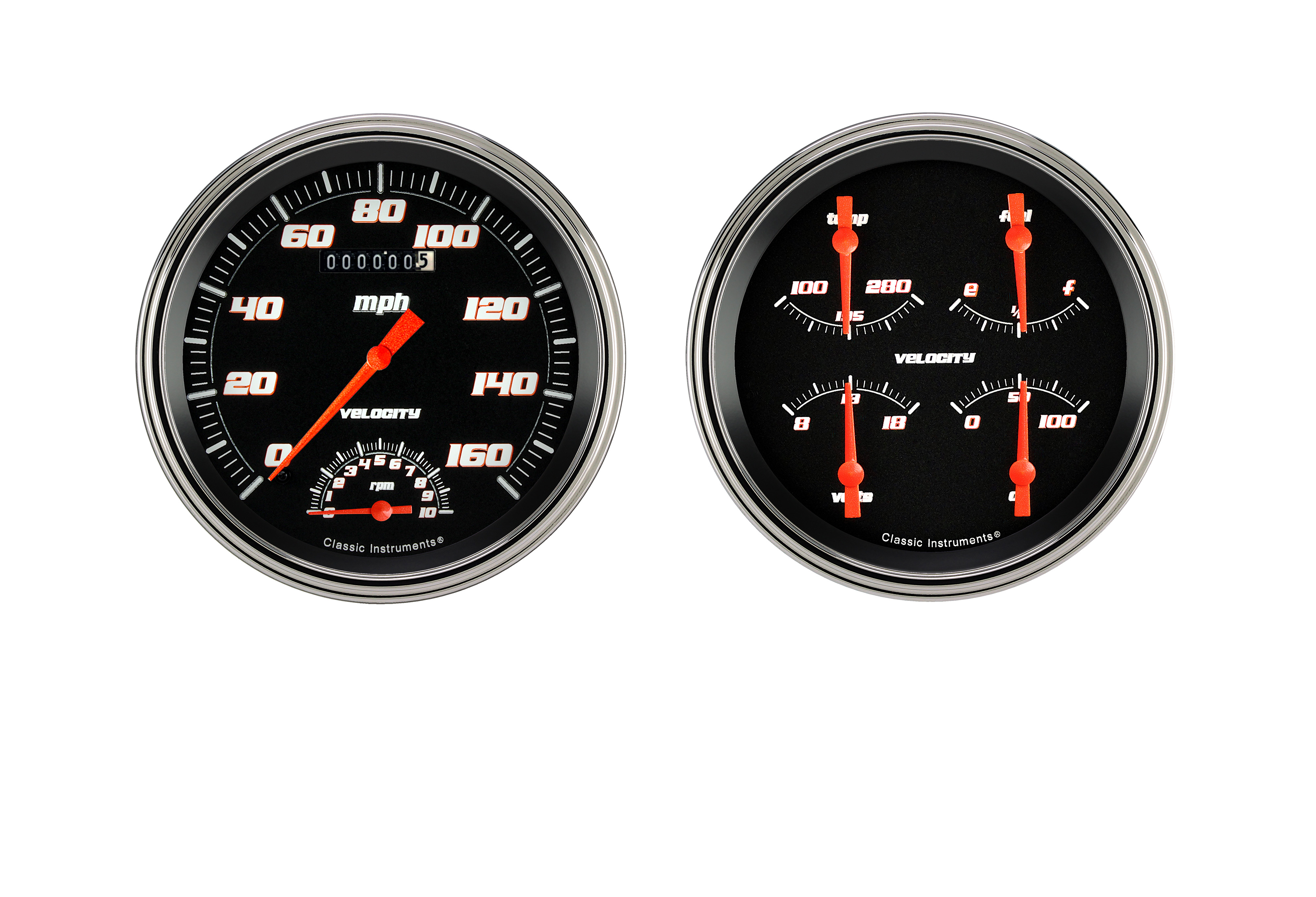 Classic Instruments VS62BSLF - VELOCITY BLACK 5IN SPEEDTACH & QUAD-GM Classic Instruments VS62BSLF - VELOCITY BLACK 5IN SPEEDTACH & QUAD-GM