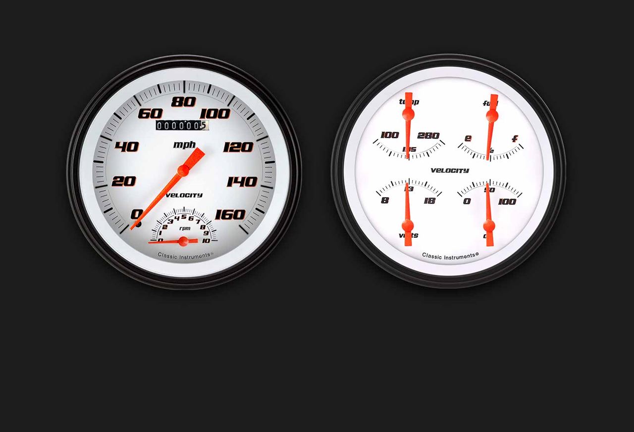 Classic Instruments VS62WBLF - Velocity White Two Gauge Set 62 Classic Instruments VS62WBLF - Velocity White Two Gauge Set 62