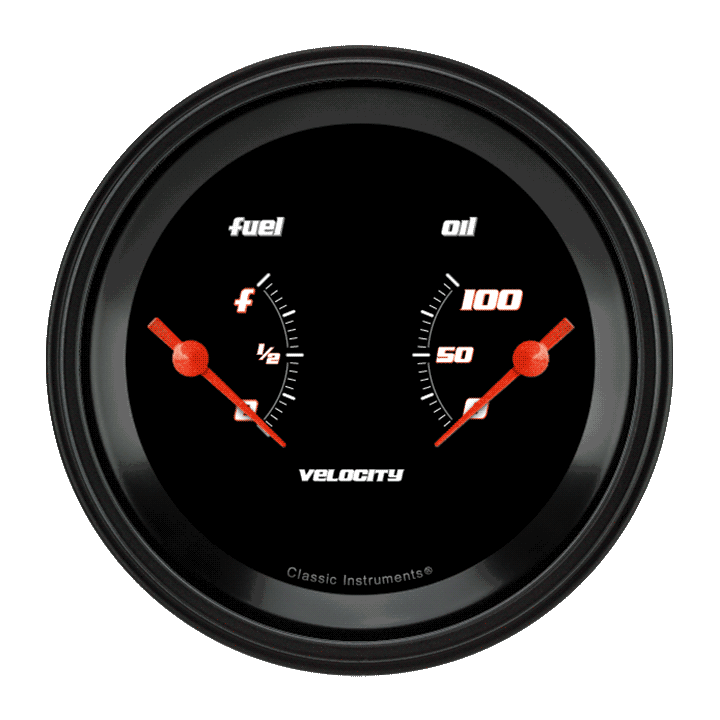 Classic Instruments VS72BBLC - VELOCITY BLACK 3IN DUAL - FUEL & OIL Classic Instruments VS72BBLC - VELOCITY BLACK 3IN DUAL - FUEL & OIL