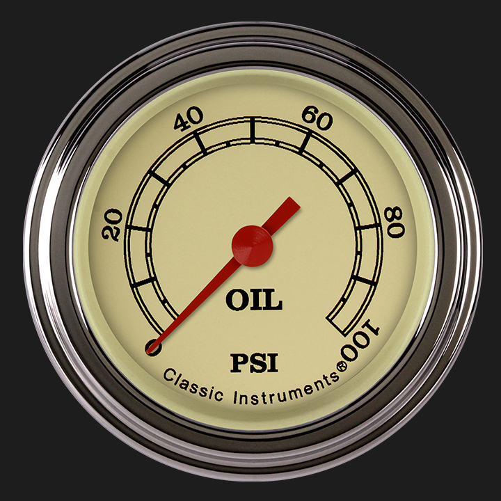 Classic Instruments VT181SLF - Vintage 2 1/8" Oil Pressure Gauge Classic Instruments VT181SLF - Vintage 2 1/8" Oil Pressure Gauge
