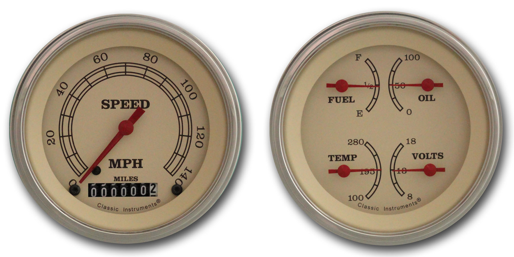 Classic Instruments VT02SLF - Vintage Series Two Gauge Set Classic Instruments VT02SLF - Vintage Series Two Gauge Set