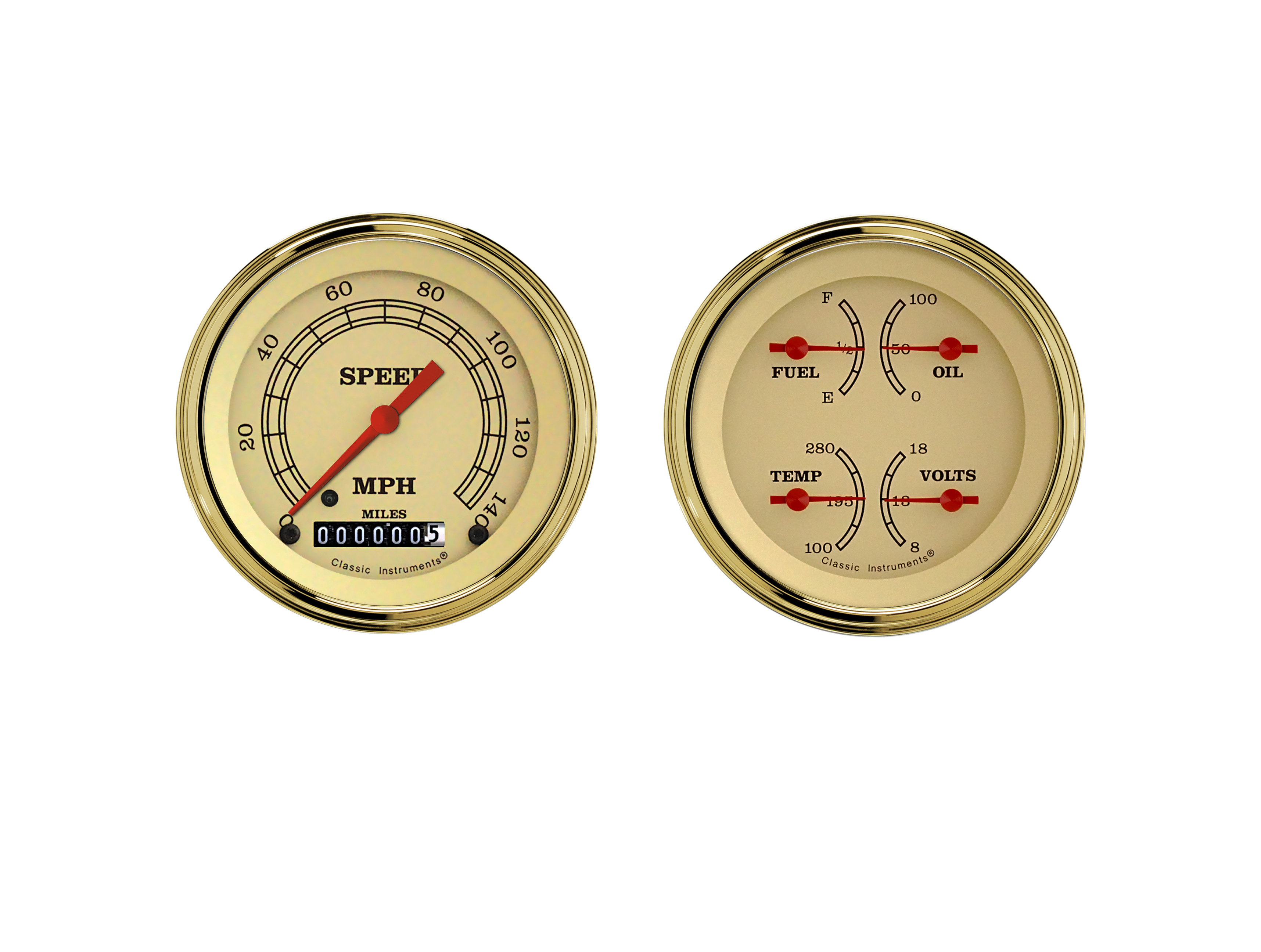 Classic Instruments VT02GLF - VINTAGE SERIES 3IN SPEEDO/QUAD SET-GM