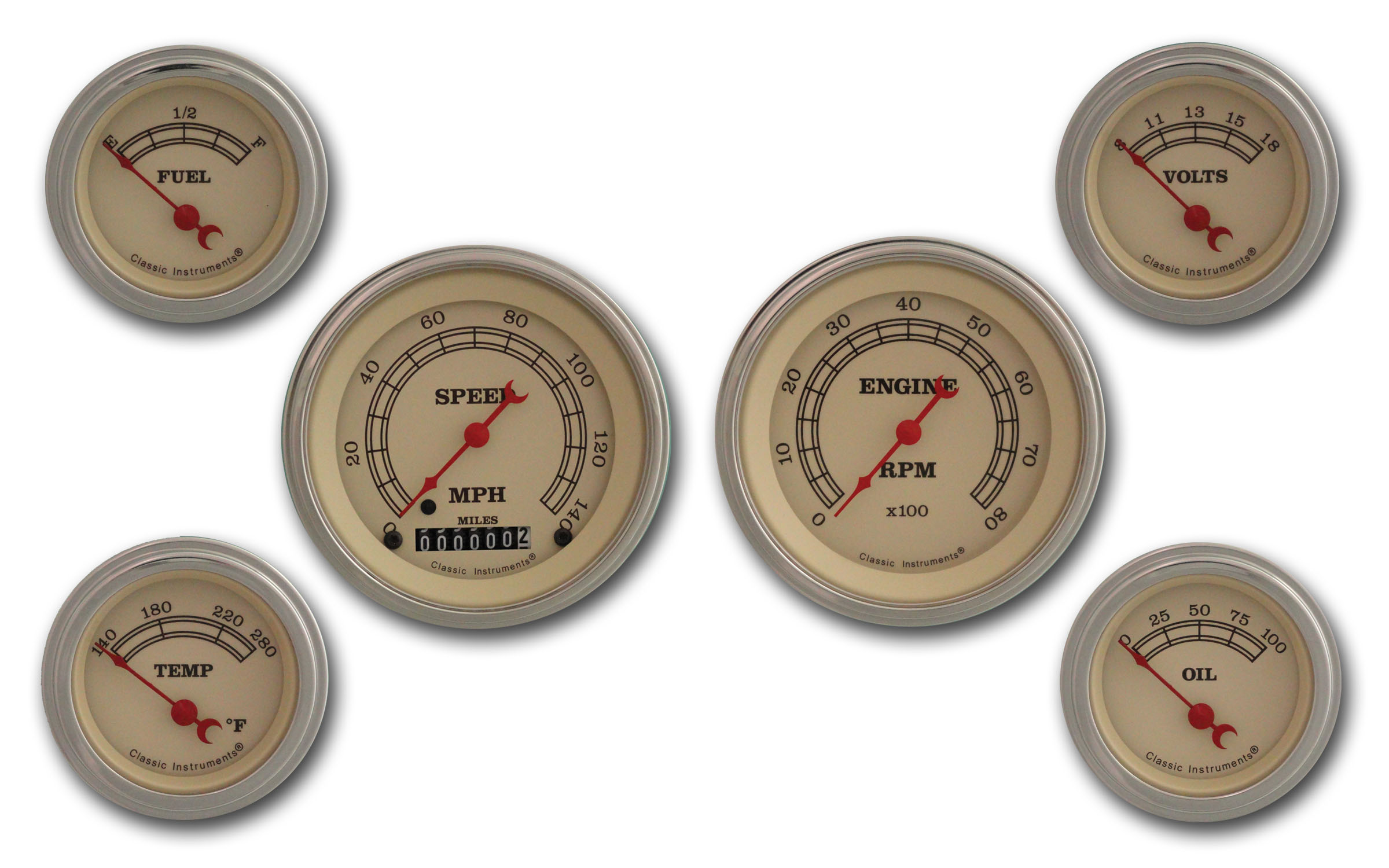 Classic Instruments VT01SLF - Vintage Series Six Gauge Set Classic Instruments VT01SLF - Vintage Series Six Gauge Set