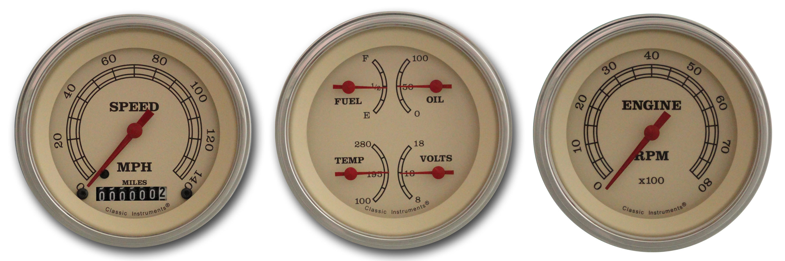 Classic Instruments VT03SLC - VINTAGE 3IN SPEEDO/QUAD/TACH-GM