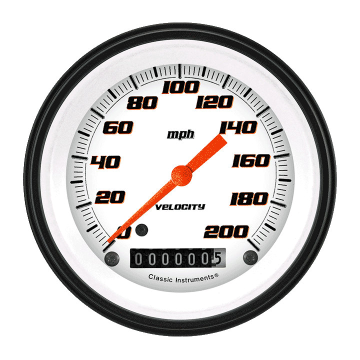 Classic Instruments VS57WBLF - Velocity White 3 3/8" Speedometer Classic Instruments VS57WBLF - Velocity White 3 3/8" Speedometer