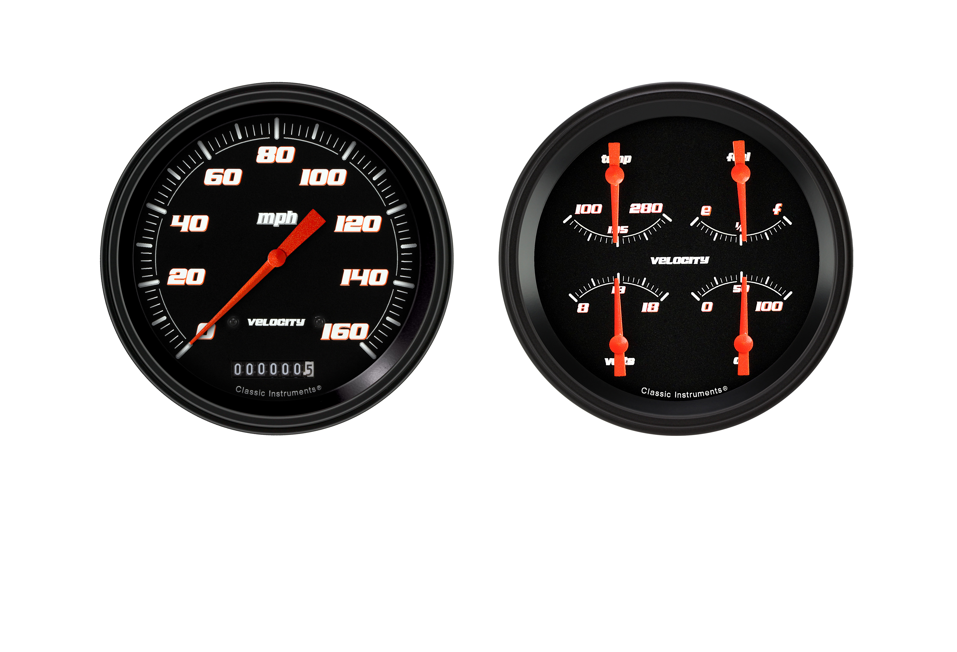 Classic Instruments VS52BBLF - Velocity Black Series Two Gauge Set