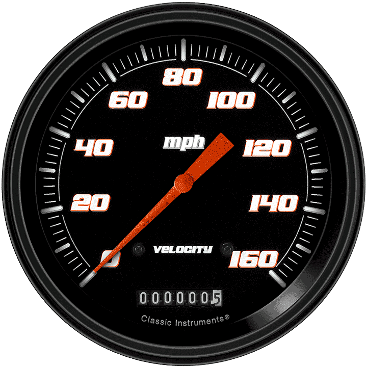 Classic Instruments VS56BBLC - VELOCITY BLACK 5IN SPEEDO 160MPH