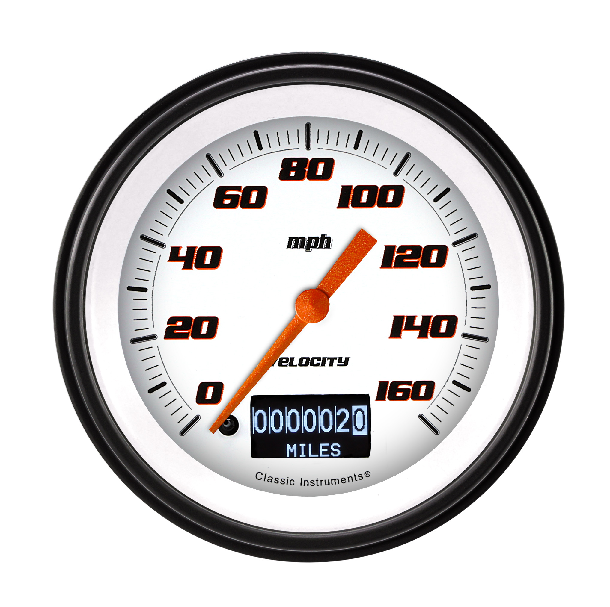 Classic Instruments VS55DWBLF - Velocity White 3 3/8" Speedometer with Information Screen Classic Instruments VS55DWBLF - Velocity White 3 3/8" Speedometer with Information Screen