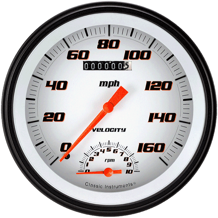 Classic Instruments VS50WBLC - VELOCITY WHITE 5IN SPEEDTACHULAR Classic Instruments VS50WBLC - VELOCITY WHITE 5IN SPEEDTACHULAR