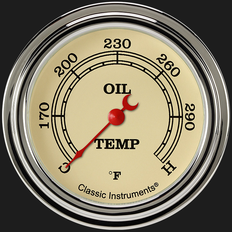 Classic Instruments VT328SLF - Vintage 2 5/8" Oil Temperature Gauge Classic Instruments VT328SLF - Vintage 2 5/8" Oil Temperature Gauge
