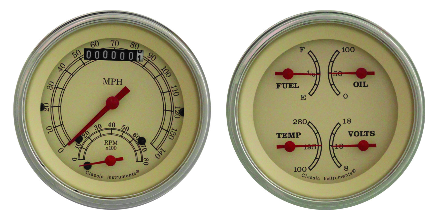 Classic Instruments VT32SLF - Vintage Series Two Gauge Set Classic Instruments VT32SLF - Vintage Series Two Gauge Set
