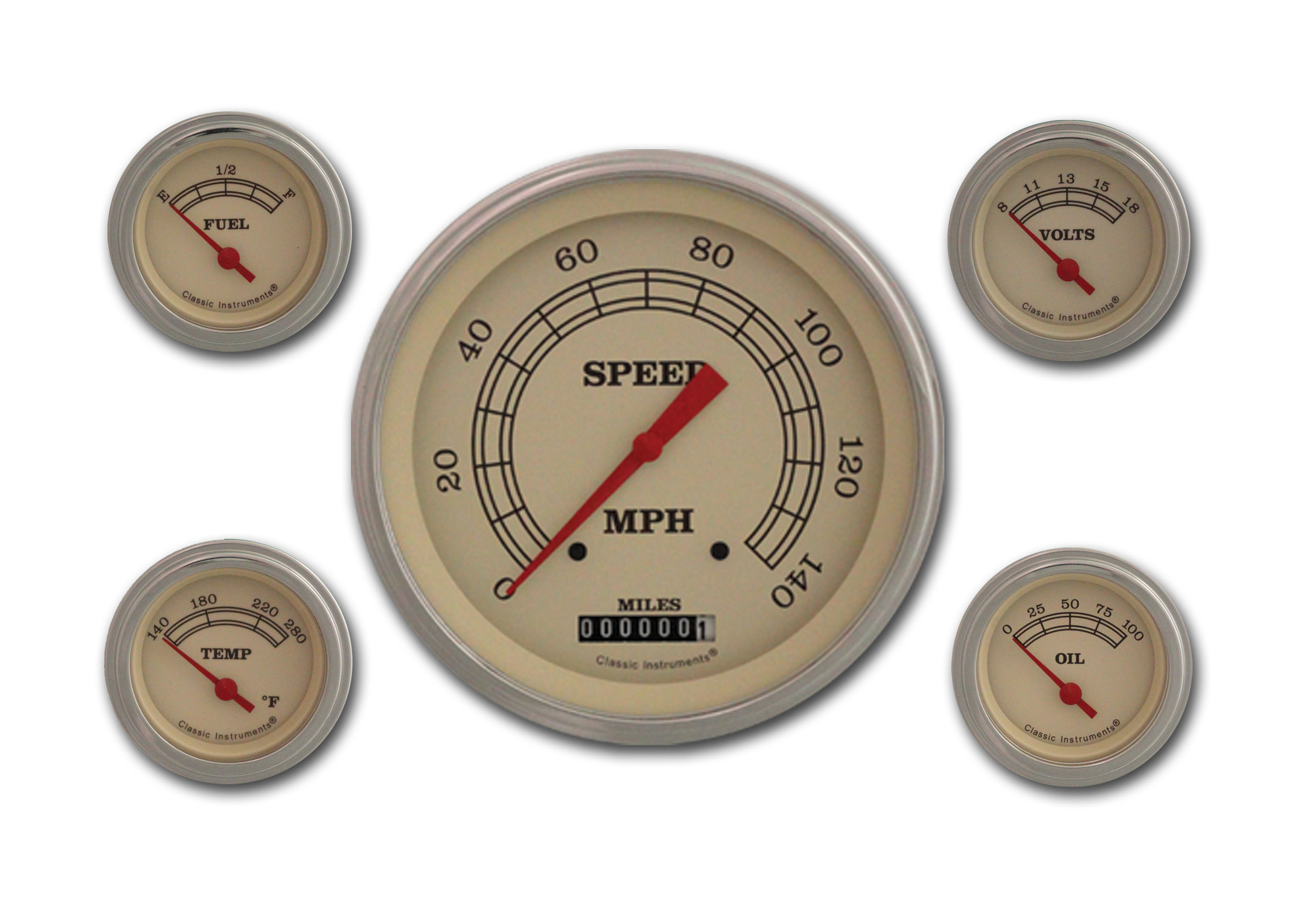 Classic Instruments VT54SLF - Vintage Series Five Gauge Set Classic Instruments VT54SLF - Vintage Series Five Gauge Set