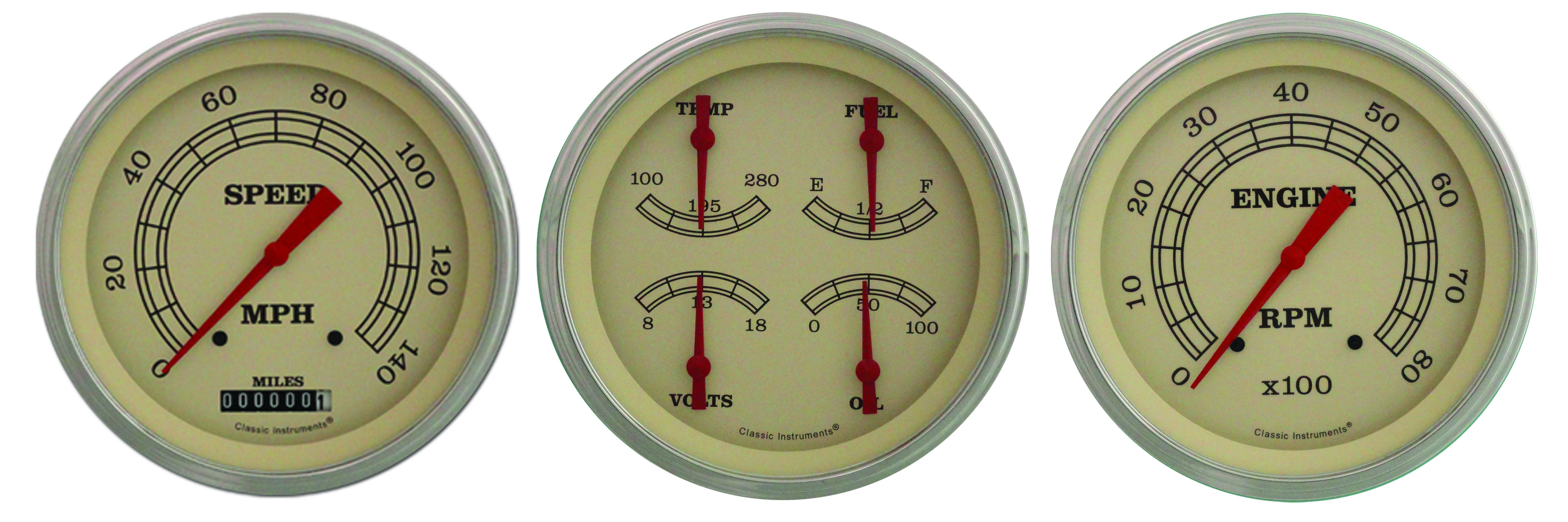 Classic Instruments VT53SLC - VINTAGE 5IN SPEED, 5IN QUAD, 5IN TACH-GM Classic Instruments VT53SLC - VINTAGE 5IN SPEED, 5IN QUAD, 5IN TACH-GM