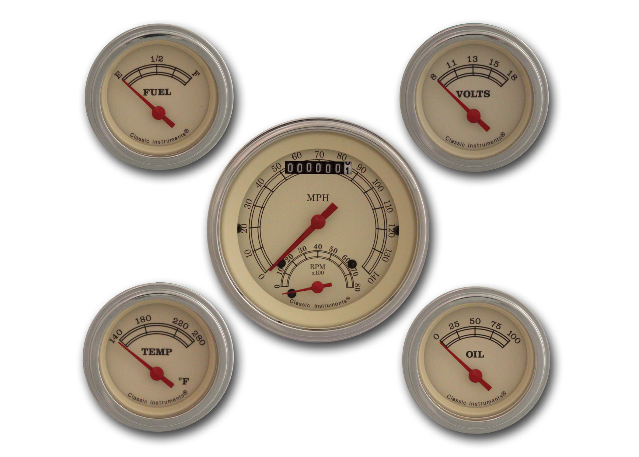 Classic Instruments VT35SLF - Vintage Series Five Gauge Set Classic Instruments VT35SLF - Vintage Series Five Gauge Set