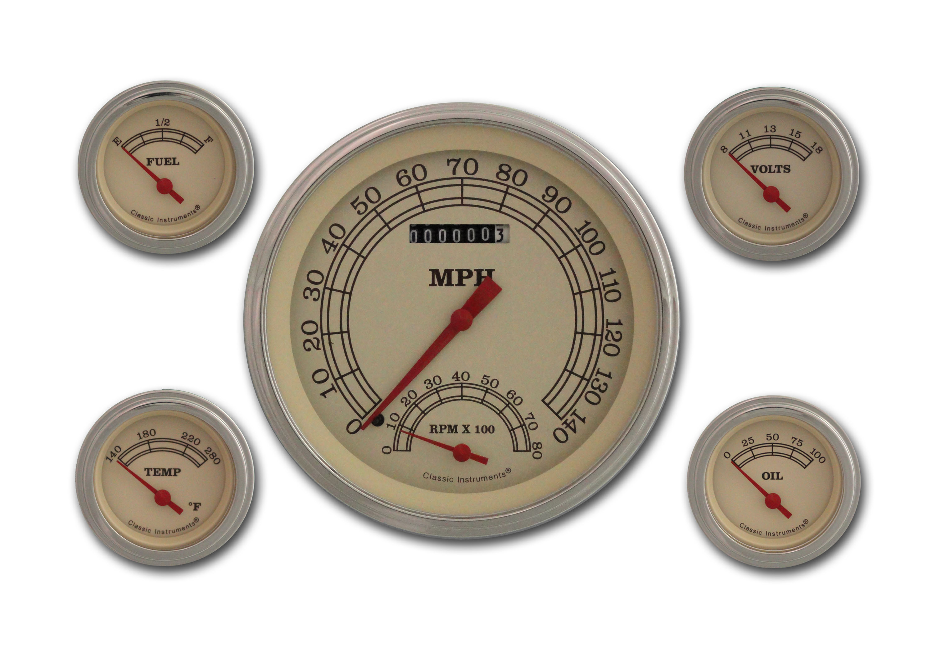 Classic Instruments VT65SLF - Vintage Series Five Gauge Set Classic Instruments VT65SLF - Vintage Series Five Gauge Set