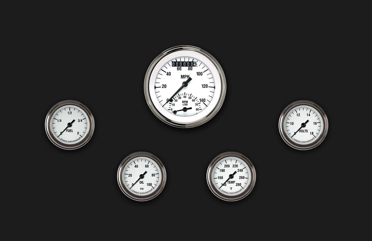 Classic Instruments WH135SLF - White Hot Five Gauge Set 135