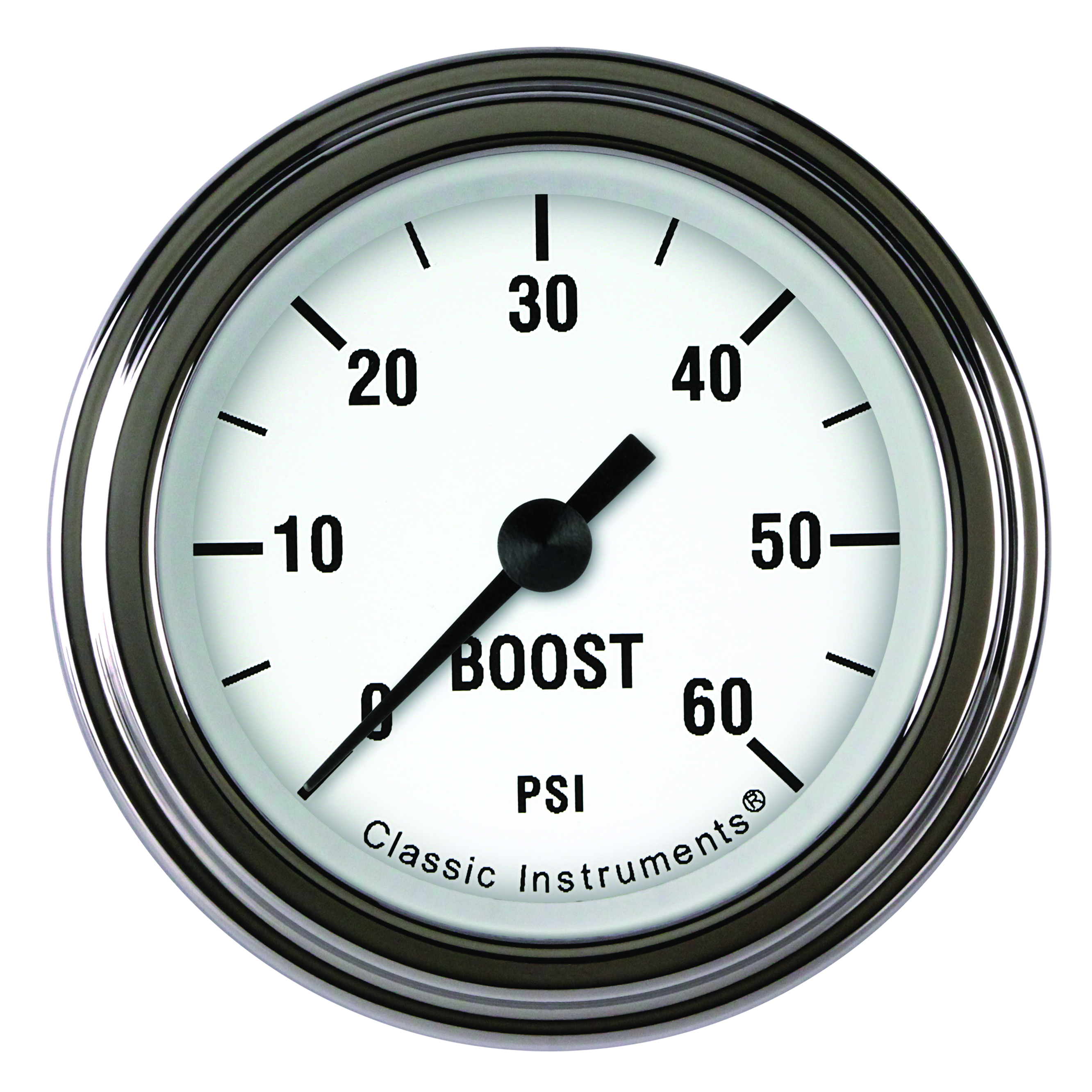Classic Instruments WH143SLF - White Hot 2 1/8" Boost Gauge, 60 psi