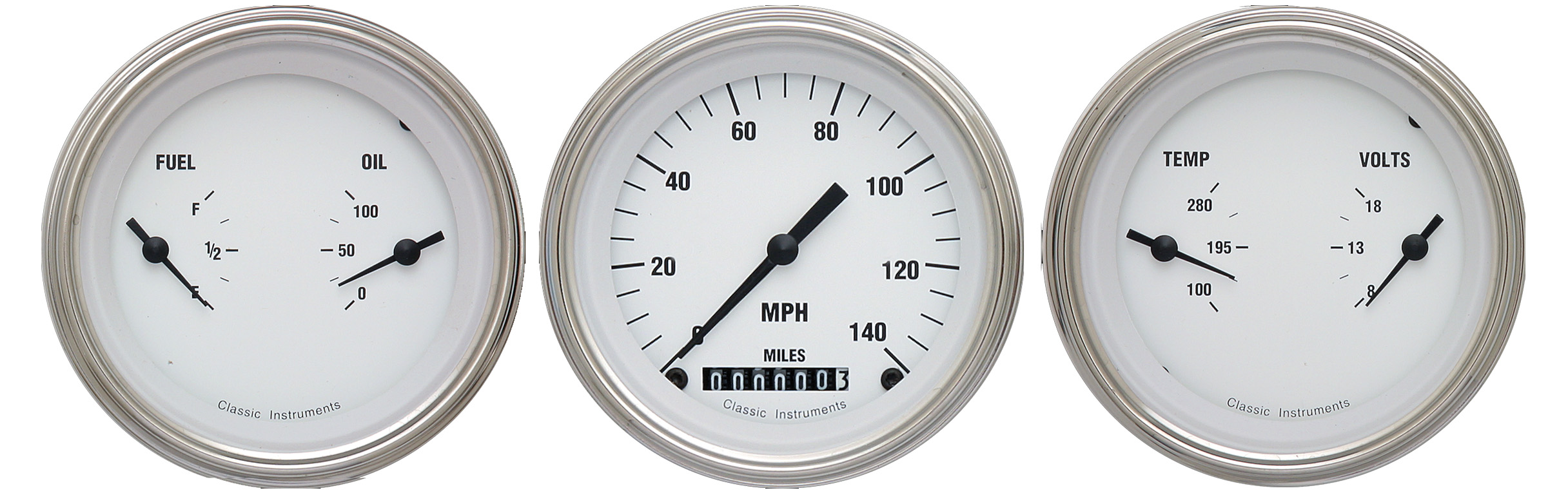 Classic Instruments WH04SLC - WHITE HOT 3IN SPEEDO/2 DUALS-GM Classic Instruments WH04SLC - WHITE HOT 3IN SPEEDO/2 DUALS-GM