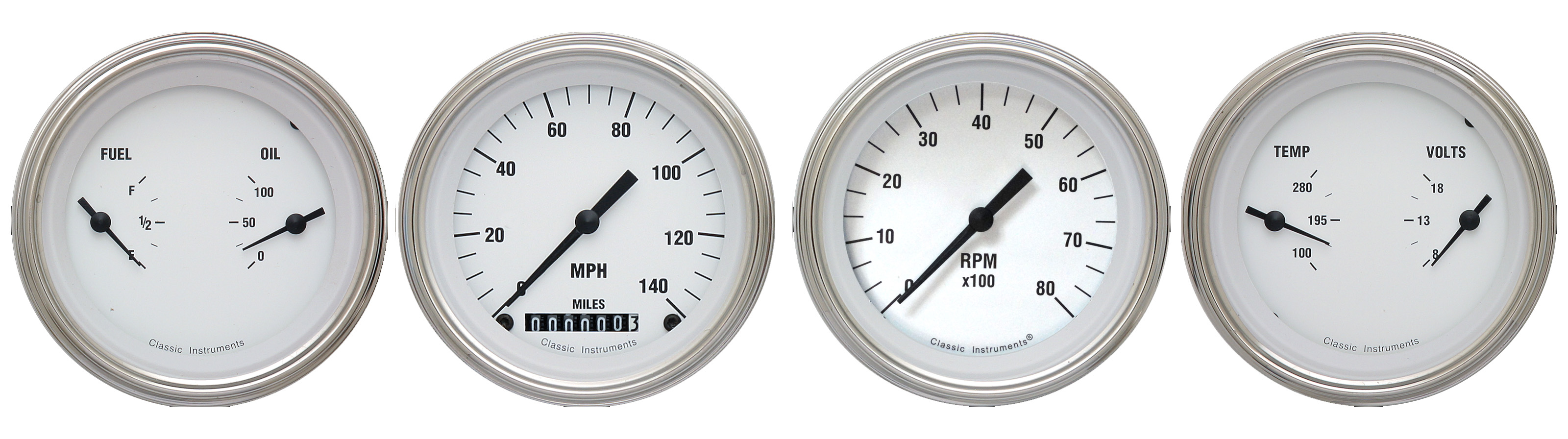 Classic Instruments WH05SLC - WHITE HOT 3IN SPEEDO/TACH/2 DUALS-GM Classic Instruments WH05SLC - WHITE HOT 3IN SPEEDO/TACH/2 DUALS-GM