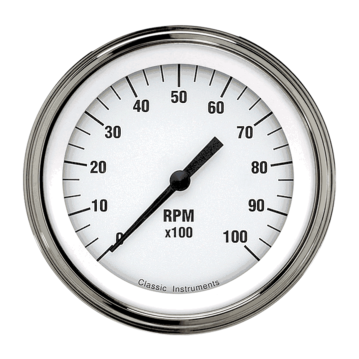 Classic Instruments WH10SLF - White Hot 3 3/8" Tachometer Classic Instruments WH10SLF - White Hot 3 3/8" Tachometer
