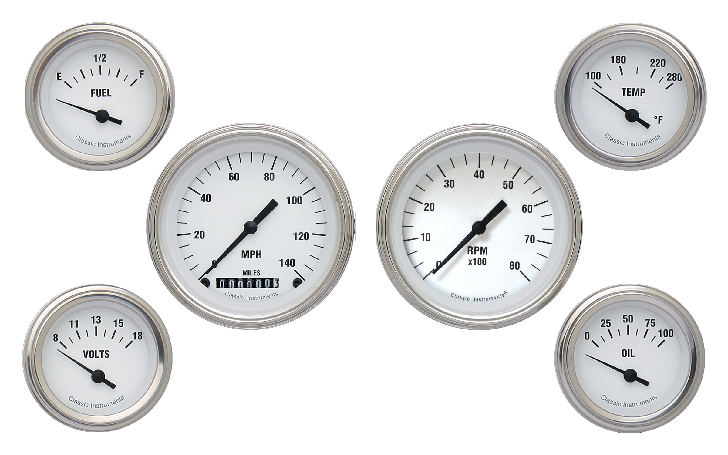 Classic Instruments WH01SLC - WHITE HOT 6 GAUTOGE SET-GM