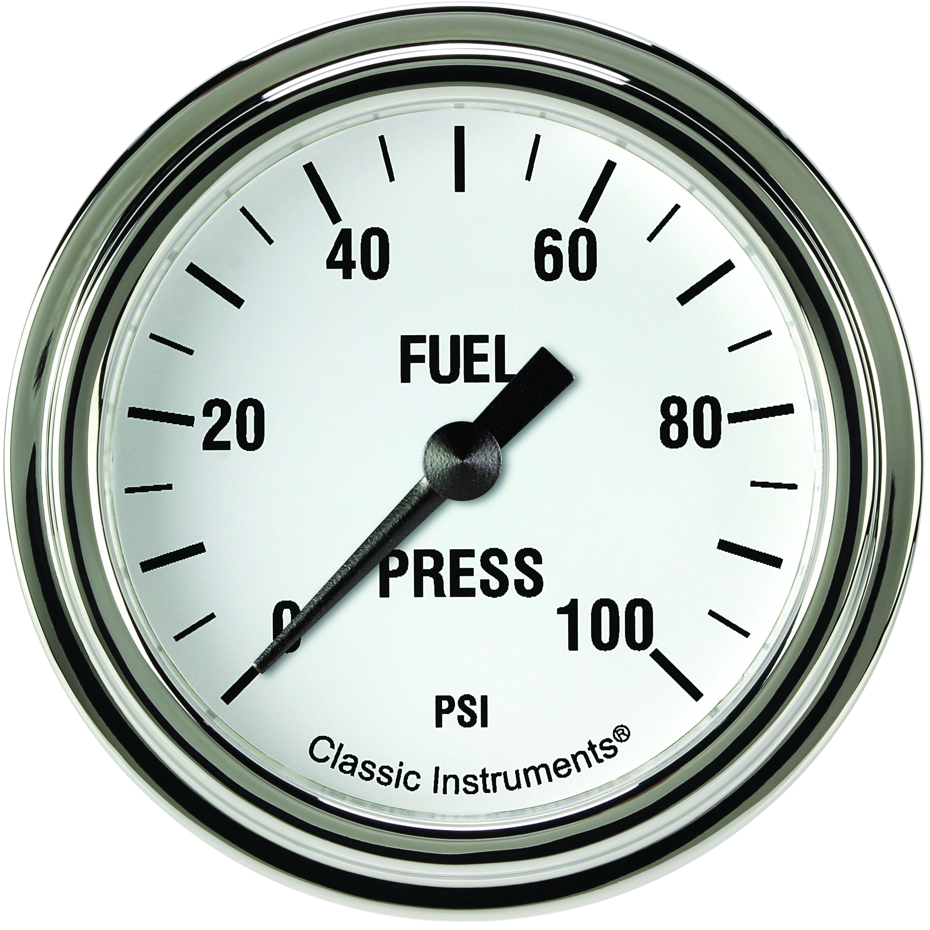 Classic Instruments WH346SLF - White Hot 2 5/8" Fuel Pressure Gauge, 100 psi Classic Instruments WH346SLF - White Hot 2 5/8" Fuel Pressure Gauge, 100 psi