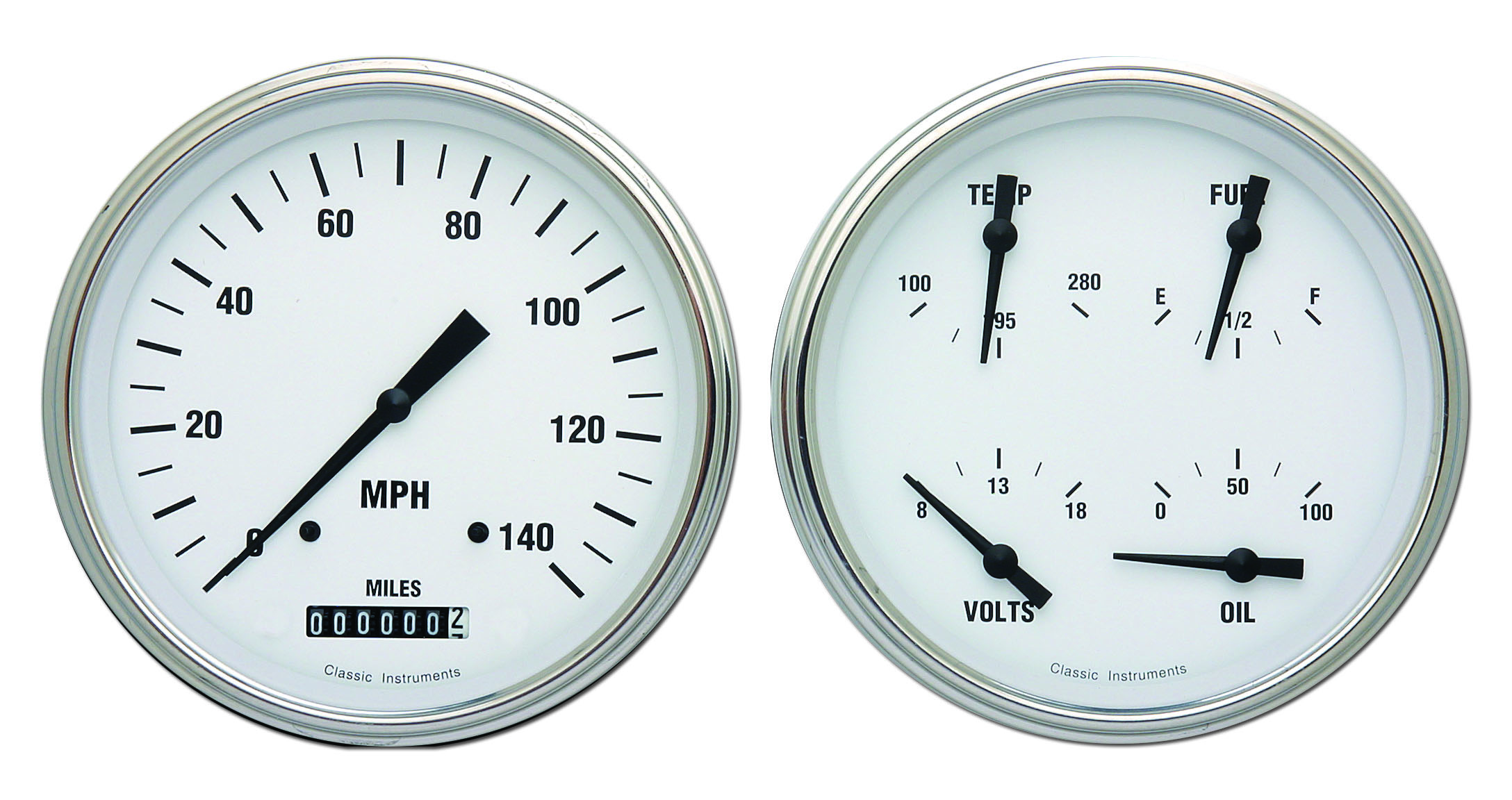 Classic Instruments WH52SLC - WHITE HOT 5IN SPEEDO & 5IN QUAD-GM Classic Instruments WH52SLC - WHITE HOT 5IN SPEEDO & 5IN QUAD-GM