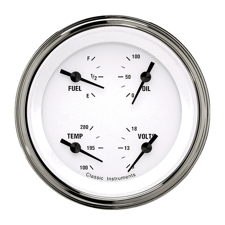 Classic Instruments WH77SLF - White Hot 3 3/8" Quad Classic Instruments WH77SLF - White Hot 3 3/8" Quad