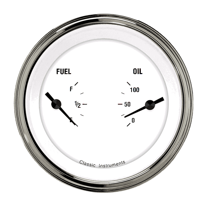 Classic Instruments WH72SLC - WHITE HOT 3IN DUAL - FUEL & OIL Classic Instruments WH72SLC - WHITE HOT 3IN DUAL - FUEL & OIL