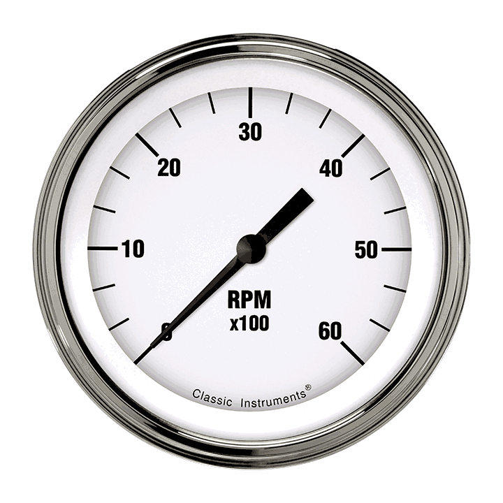 Classic Instruments WH60SLF - White Hot 3 3/8" Tachometer