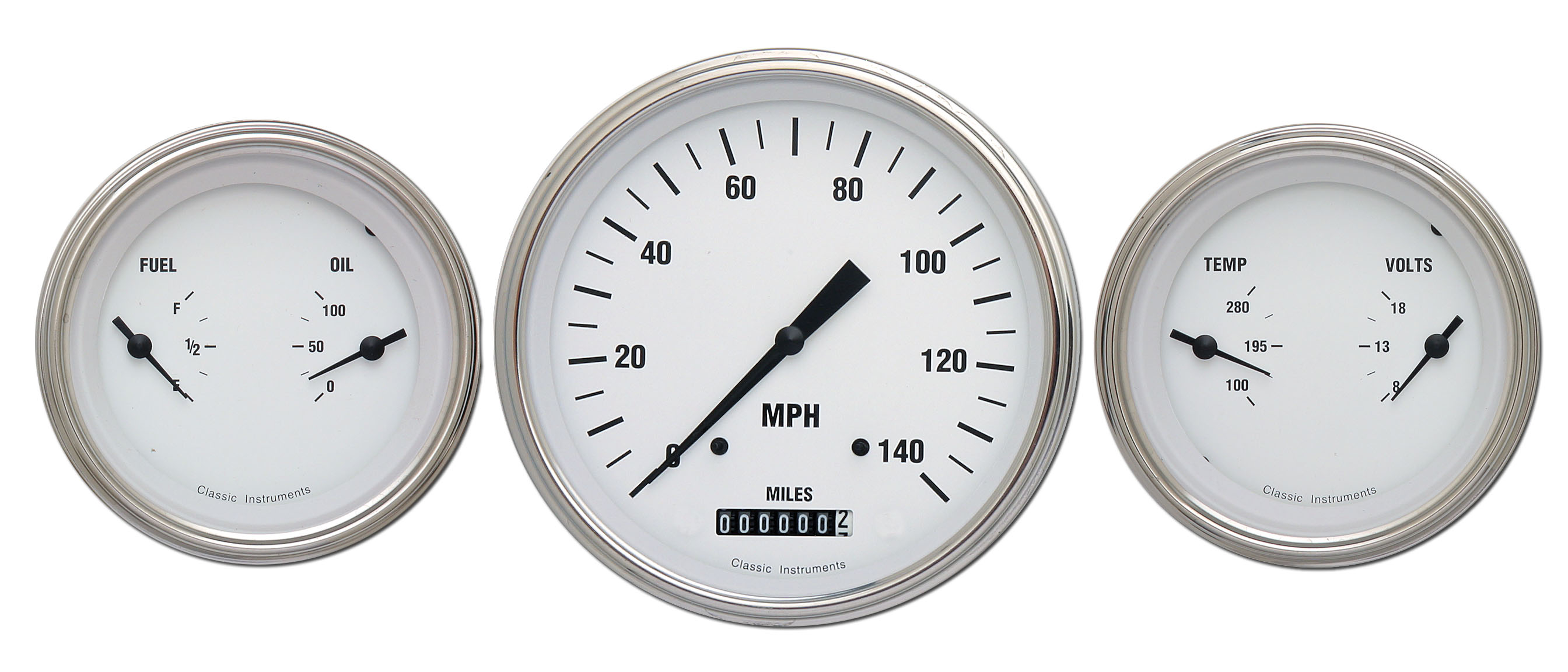 Classic Instruments WH64SLC - WHITE HOT 5IN SPEEDO & 2 - 3INDUALS-GM Classic Instruments WH64SLC - WHITE HOT 5IN SPEEDO & 2 - 3INDUALS-GM