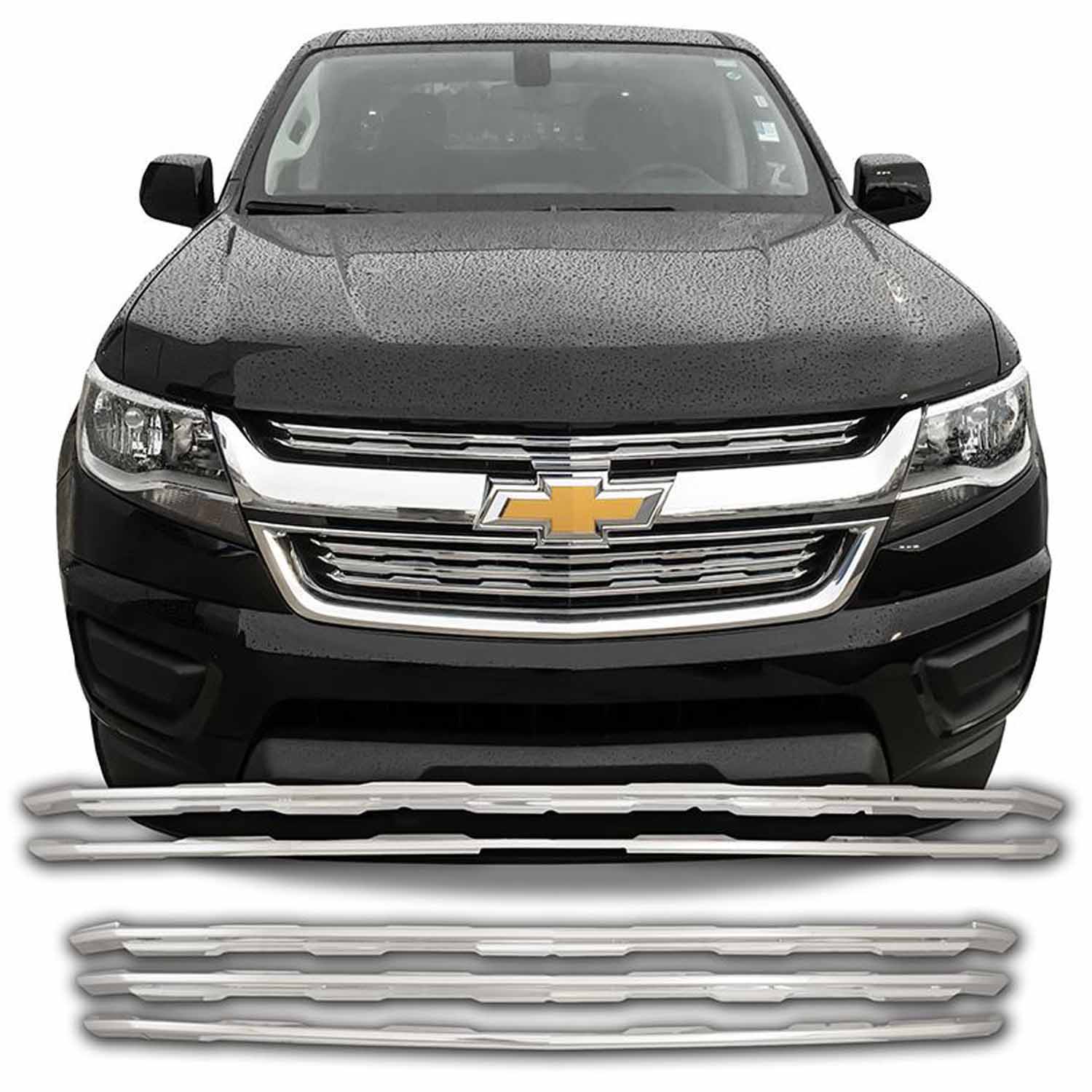 Coast To Coast IWCGI130 - Grille Insert Overlay Horizontal Bar 2 Pc Chrome ABS