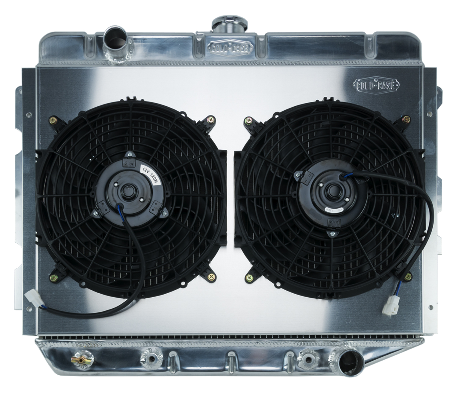 Cold Case Radiators MOP750AK - 66-74 A,B,C,E Body AC Aluminum Performance Radiator And 12 Inch Dual Fan Kit AT 17x26 Inch Cold Case Radiators MOP750AK - 66-74 A,B,C,E Body AC Aluminum Performance Radiator And 12 Inch Dual Fan Kit AT 17x26 Inch